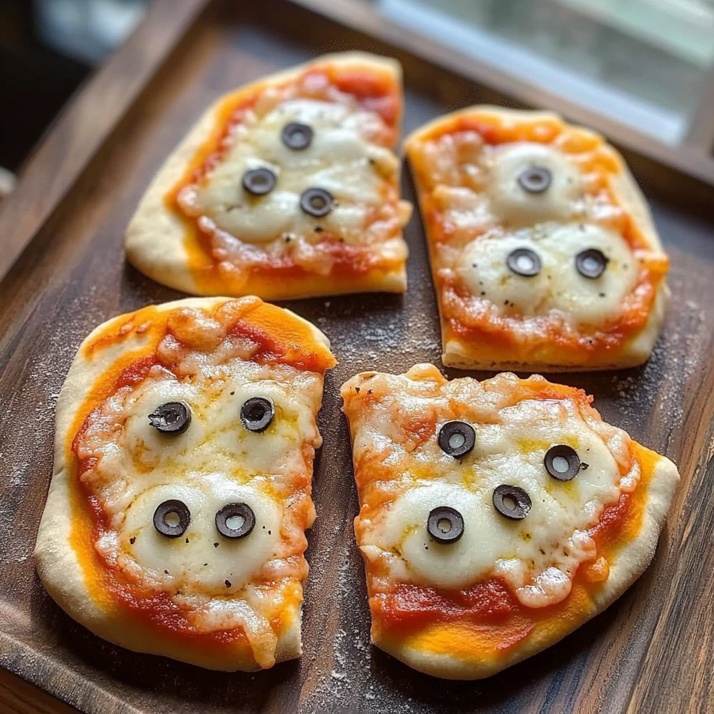 Ghost-Shaped Mini Pizzas