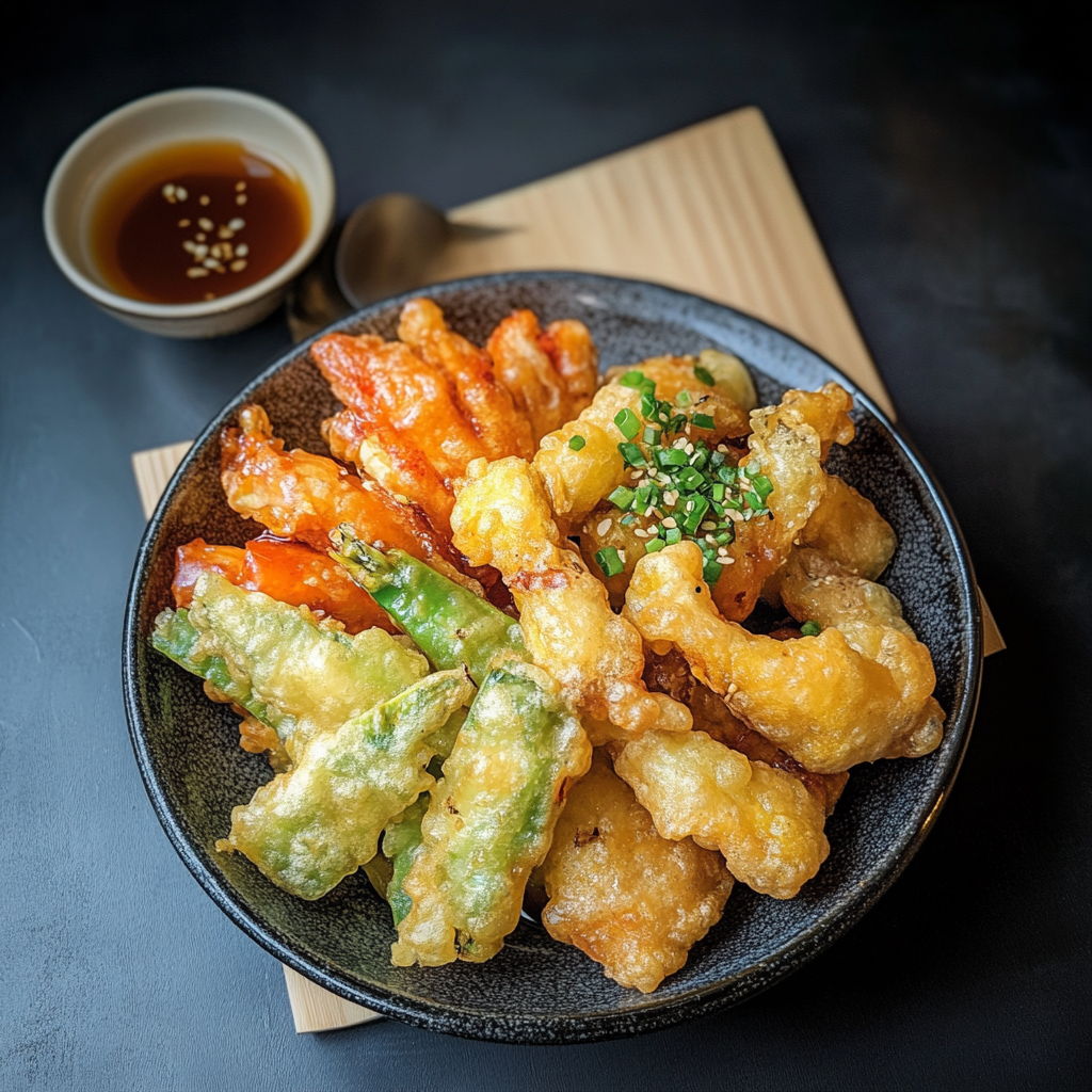 Tempura Vegetables with Ginger Sauce