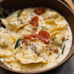 Creamy Tuscan Ravioli Soup