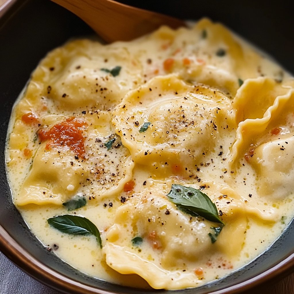 Creamy Tuscan Ravioli Soup