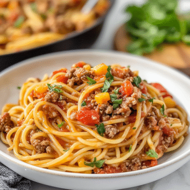 Crockpot Taco Spaghetti