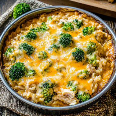 Cheesy Chicken Broccoli Rice Casserol