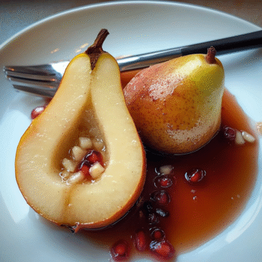 Baked Pears in Spiced Pomegranate Syrup