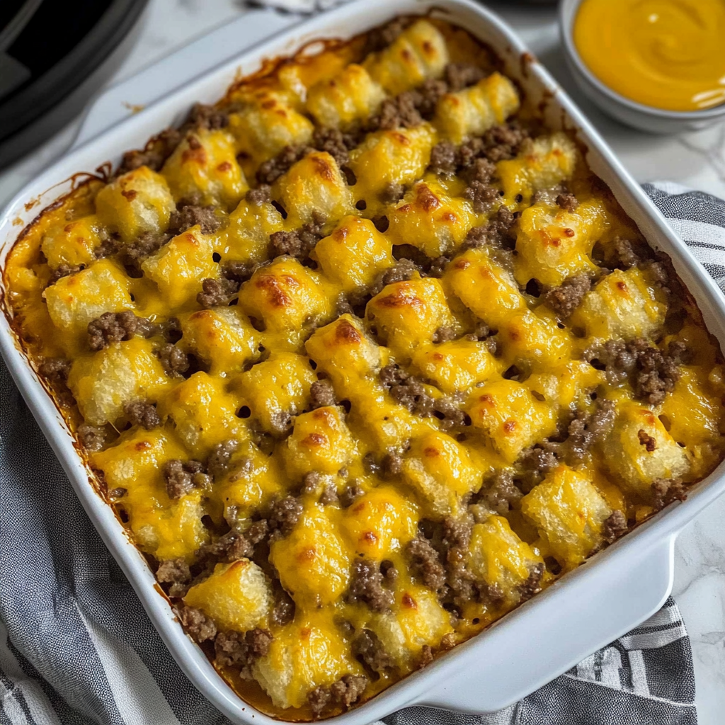 Cheesy Cheeseburger Tater Tot Casserole Recipe
