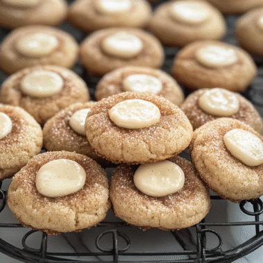 Eggnog Snickerdoodle Thumbprint Cookies