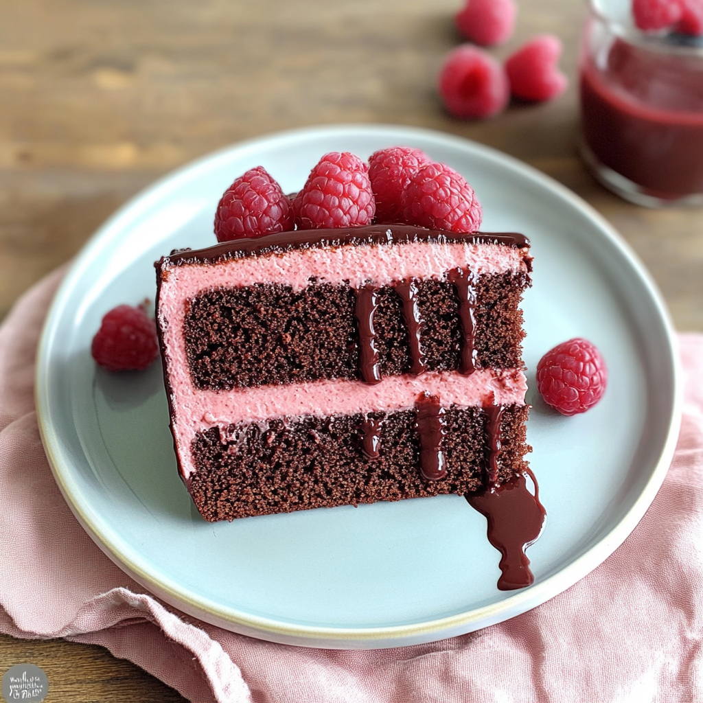 Fudgy Chocolate Cake with Raspberry Frosting