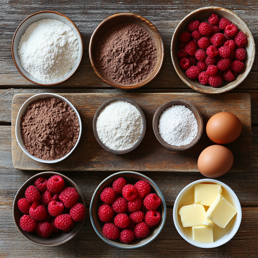 Fudgy Chocolate Cake with Raspberry Frosting ingredients