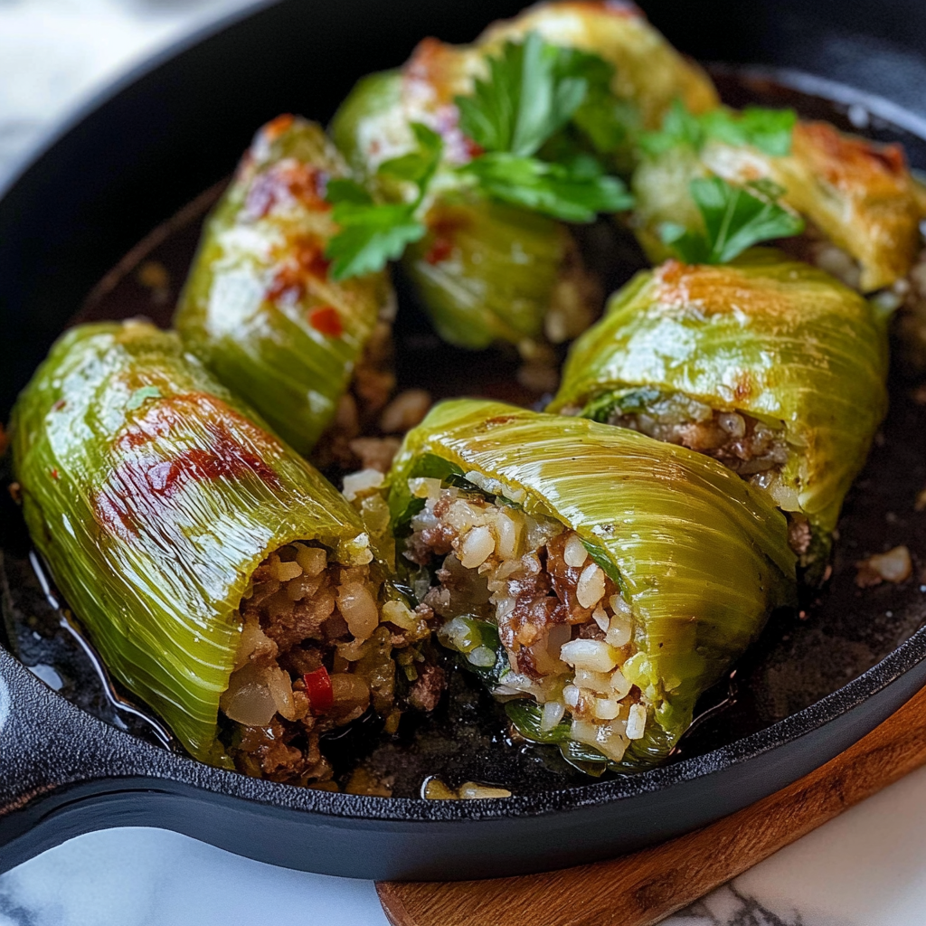 Meat & Rice Stuffed Leeks