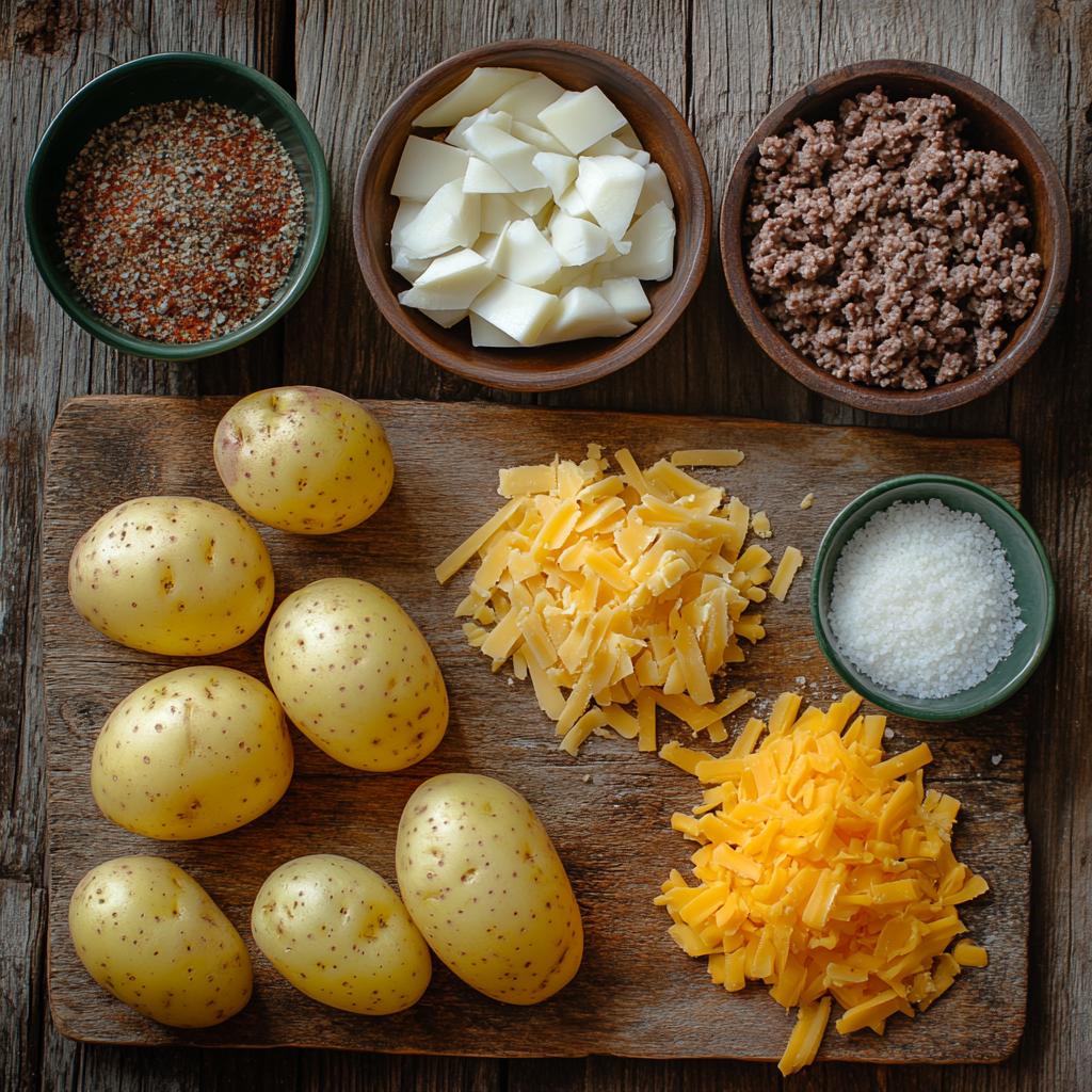 Potato and Meatball Gratin ingredients