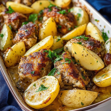 Sheet Pan Biftekia with Lemony Potato Wedges