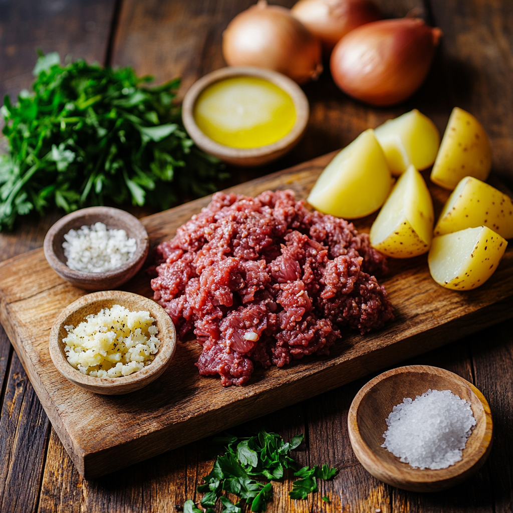 Sheet Pan Biftekia with Lemony Potato Wedges ingredients