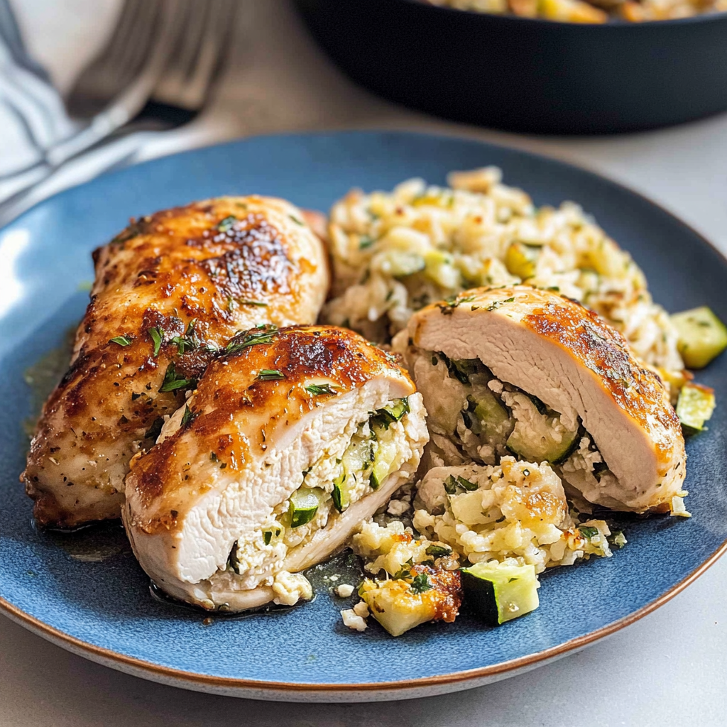 Zucchini Feta Stuffed Chicken