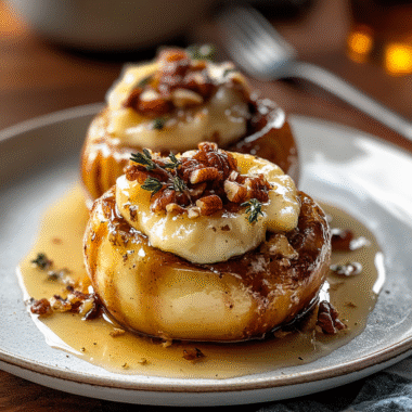 Baked Apples with Brie, Pecans & Maple Glaze