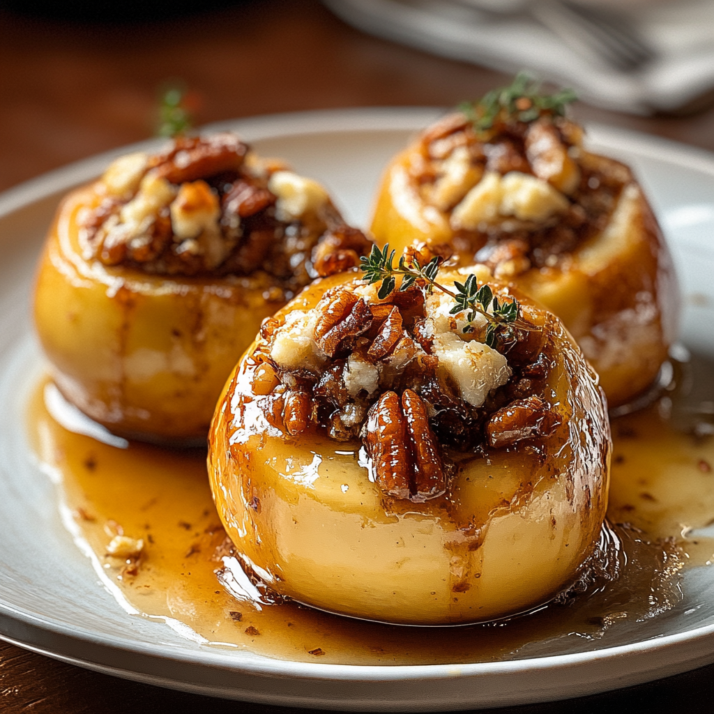Baked Apples with Brie, Pecans & Maple Glaze