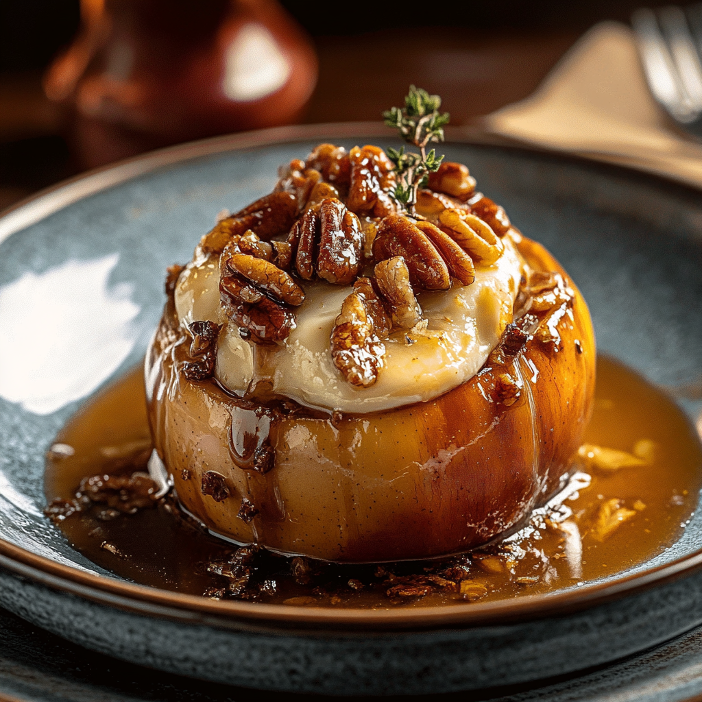 Baked Apples with Brie, Pecans & Maple Glaze