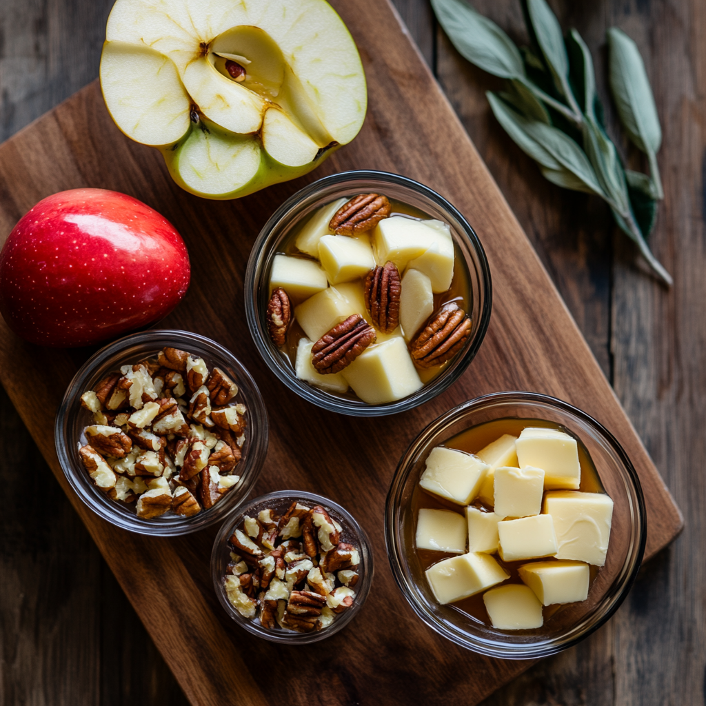 Baked Apples with Brie, Pecans & Maple Glaze ingredients
