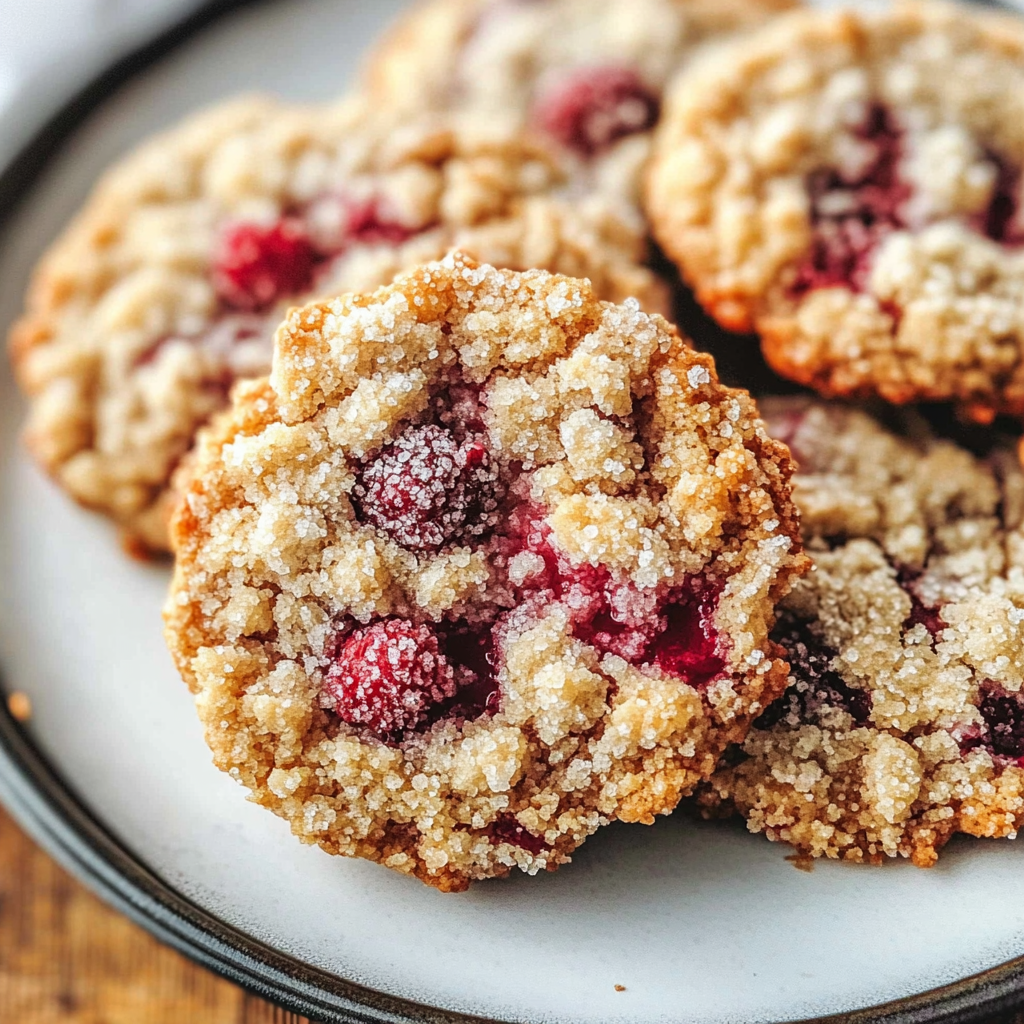 Buttery Raspberry Crumble Cookies