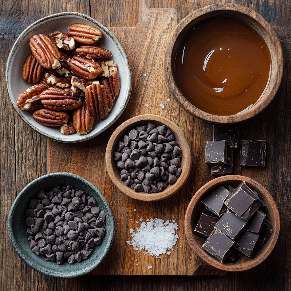 Chocolate Pecan Turtle Clusters ingredients