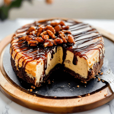 Christmas Caramel Turtle Cheesecake