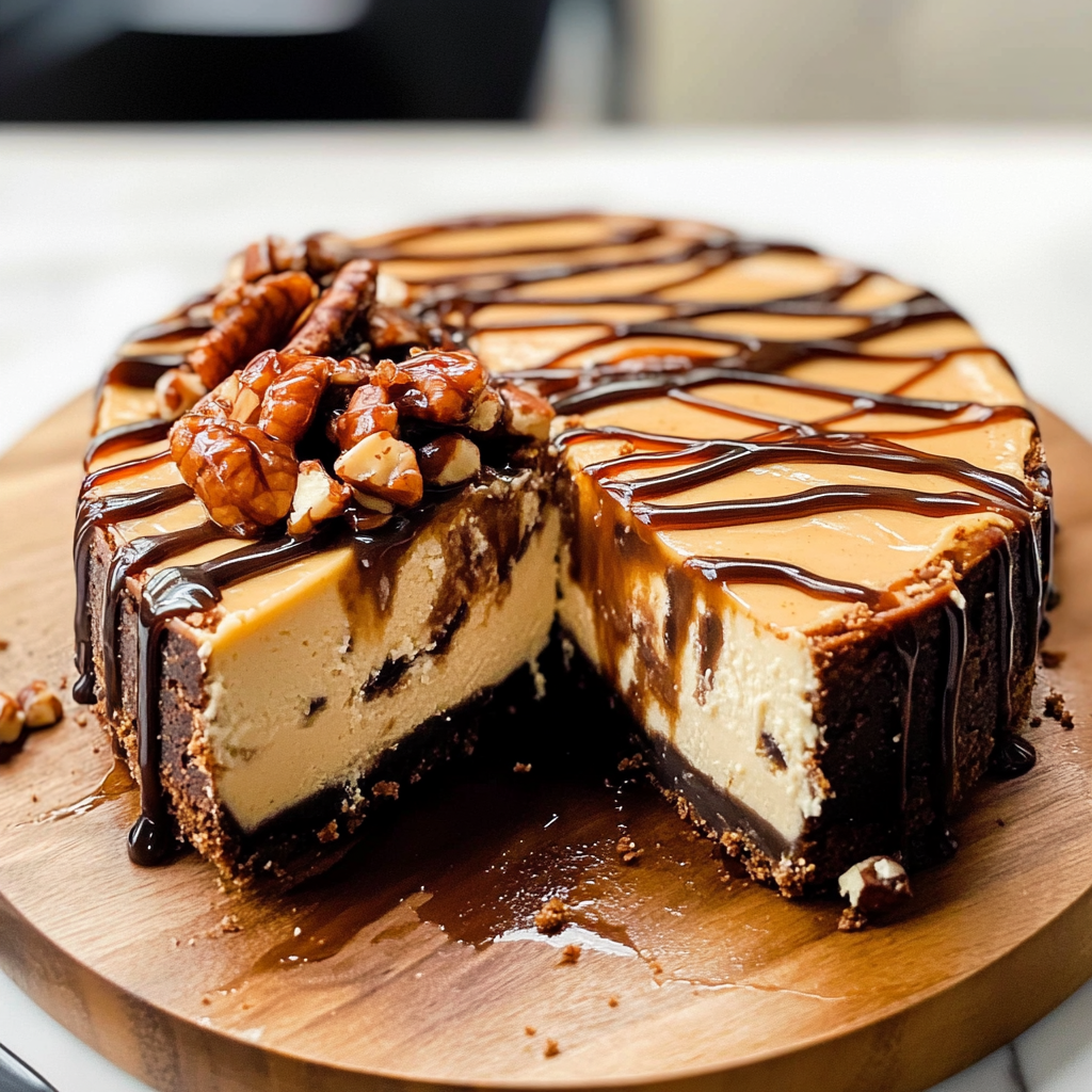Christmas Caramel Turtle Cheesecake