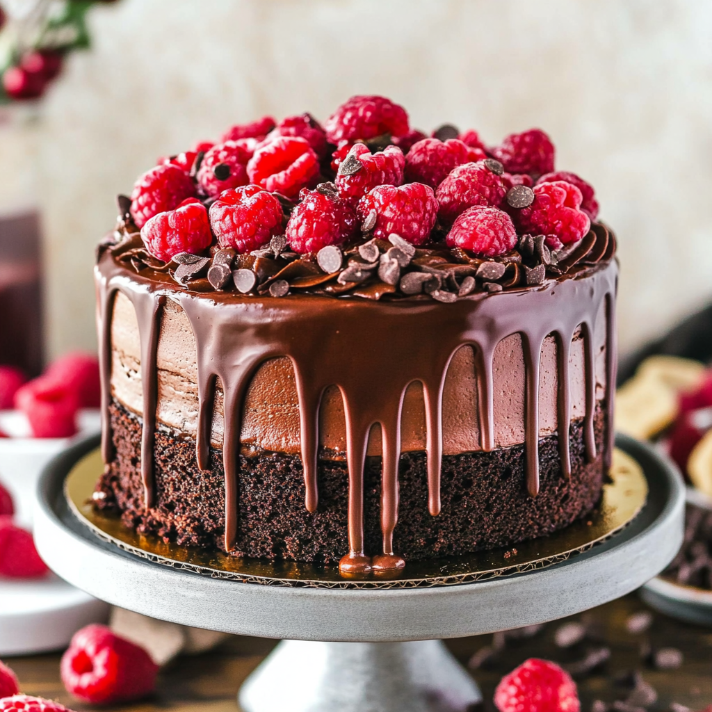 Christmas Chocolate Raspberry Layer Cake