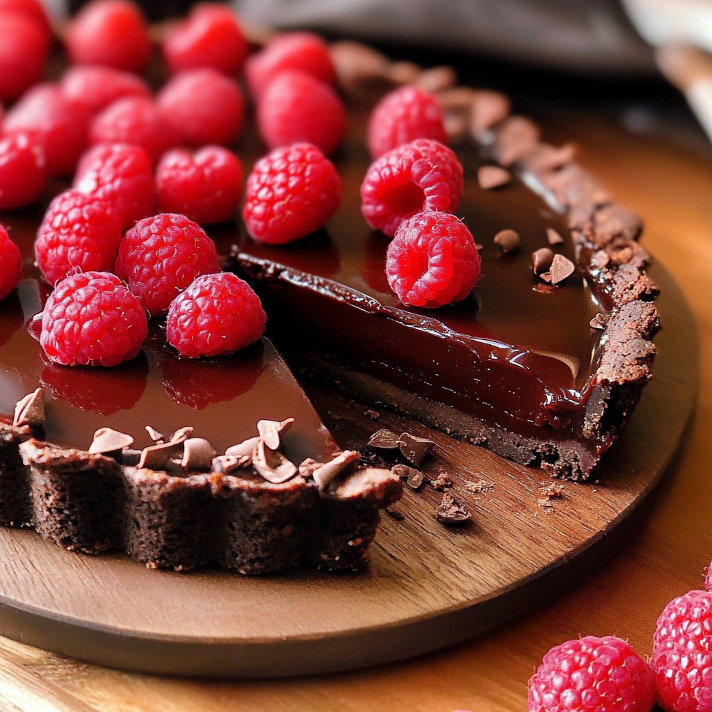 Christmas Dark Chocolate Raspberry Tart