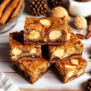 Christmas Fudgy White Chocolate Pumpkin Blondies