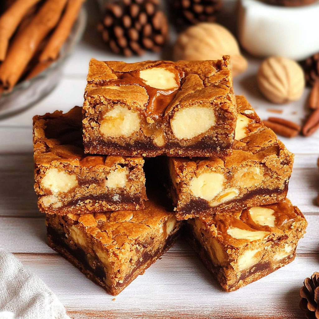 Christmas Fudgy White Chocolate Pumpkin Blondies
