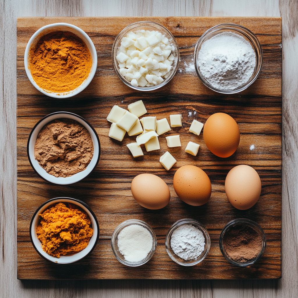 Christmas Fudgy White Chocolate Pumpkin Blondies ingredients