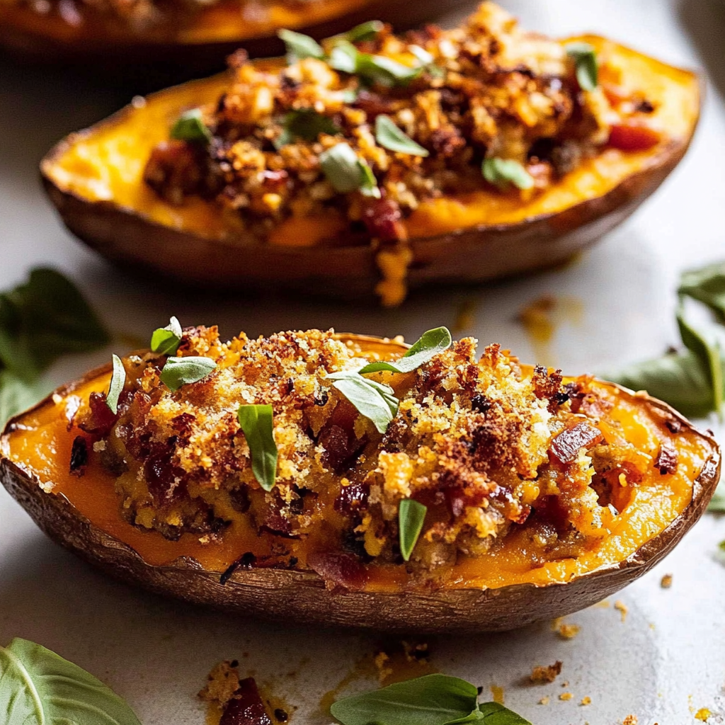 Christmas Holiday Stuffed Sweet Potato