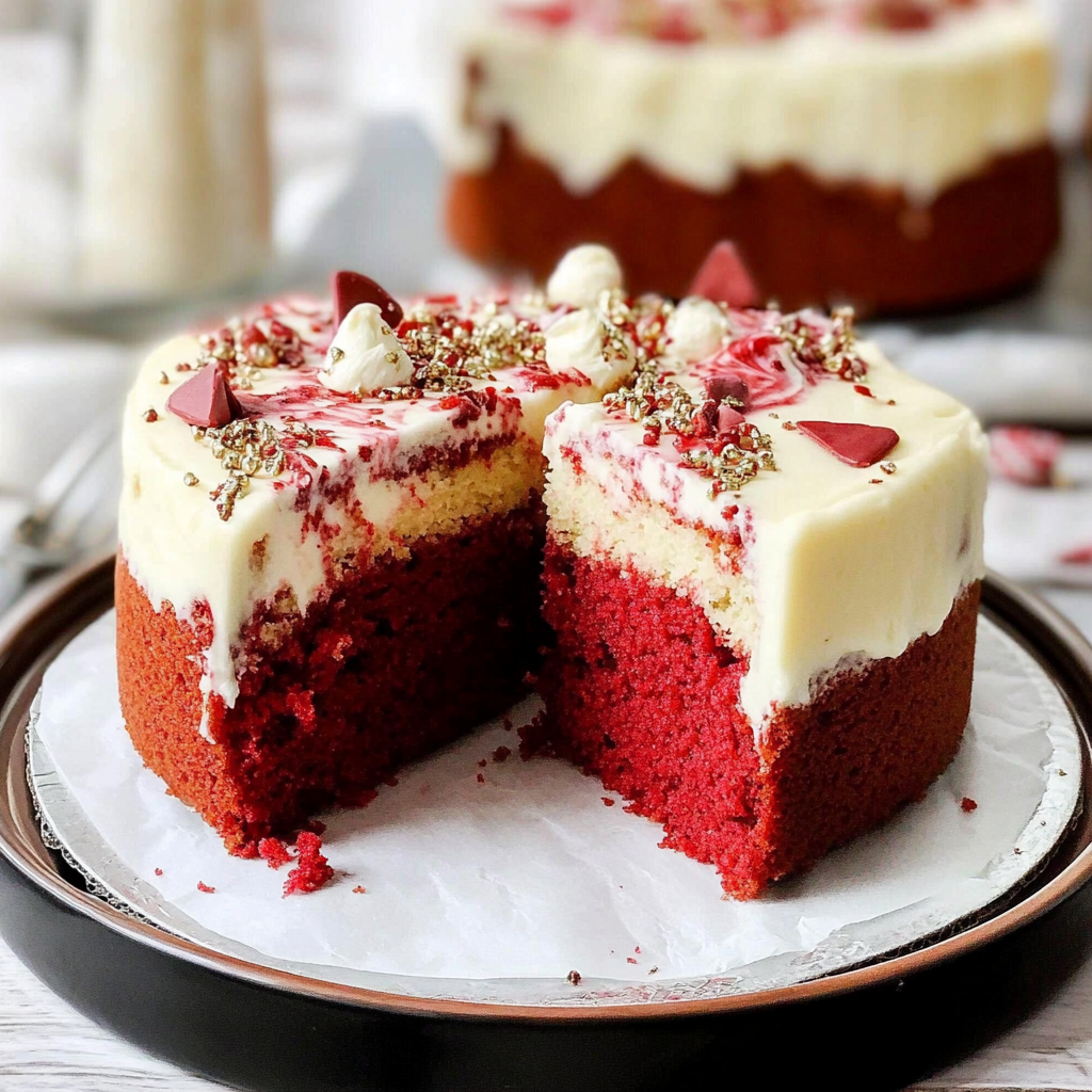 Christmas Marble Red Velvet Cake with Cream Cheese Frosting
