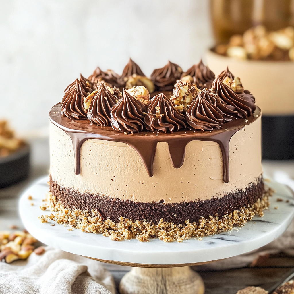 Christmas Peanut Butter Chocolate Mousse Cake