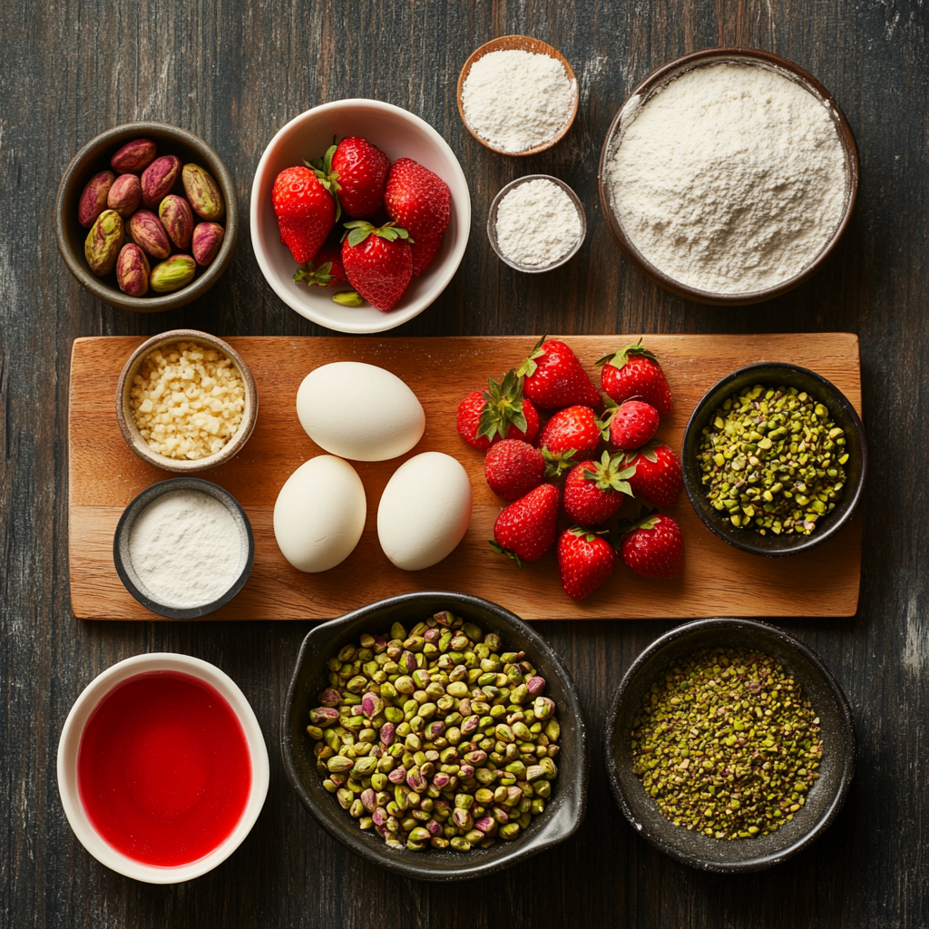 Christmas Pistachio Cupcakes with Strawberry Buttercream ingredients