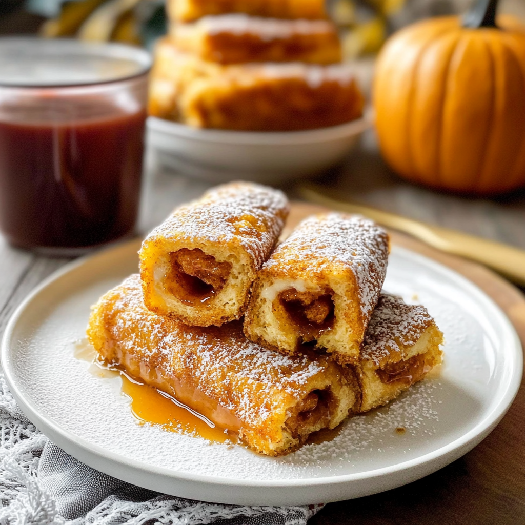 Christmas Pumpkin French Toast Roll-Ups