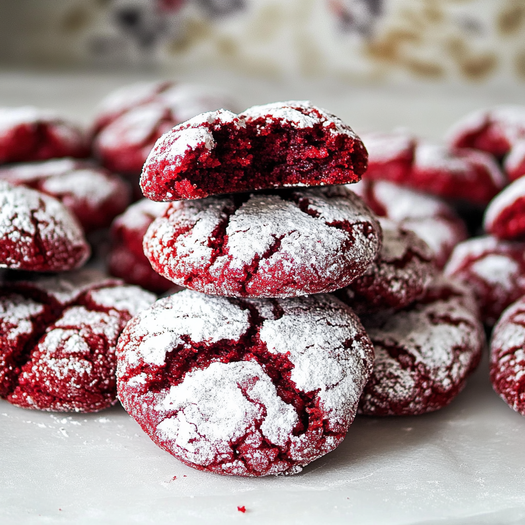 Christmas Red Velvet Crinkle Cookies