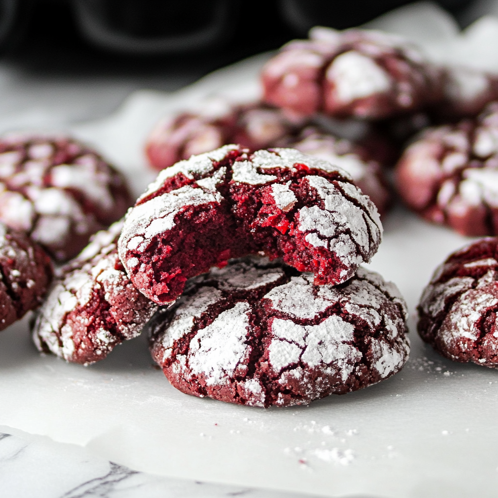 Christmas Red Velvet Crinkle Cookies