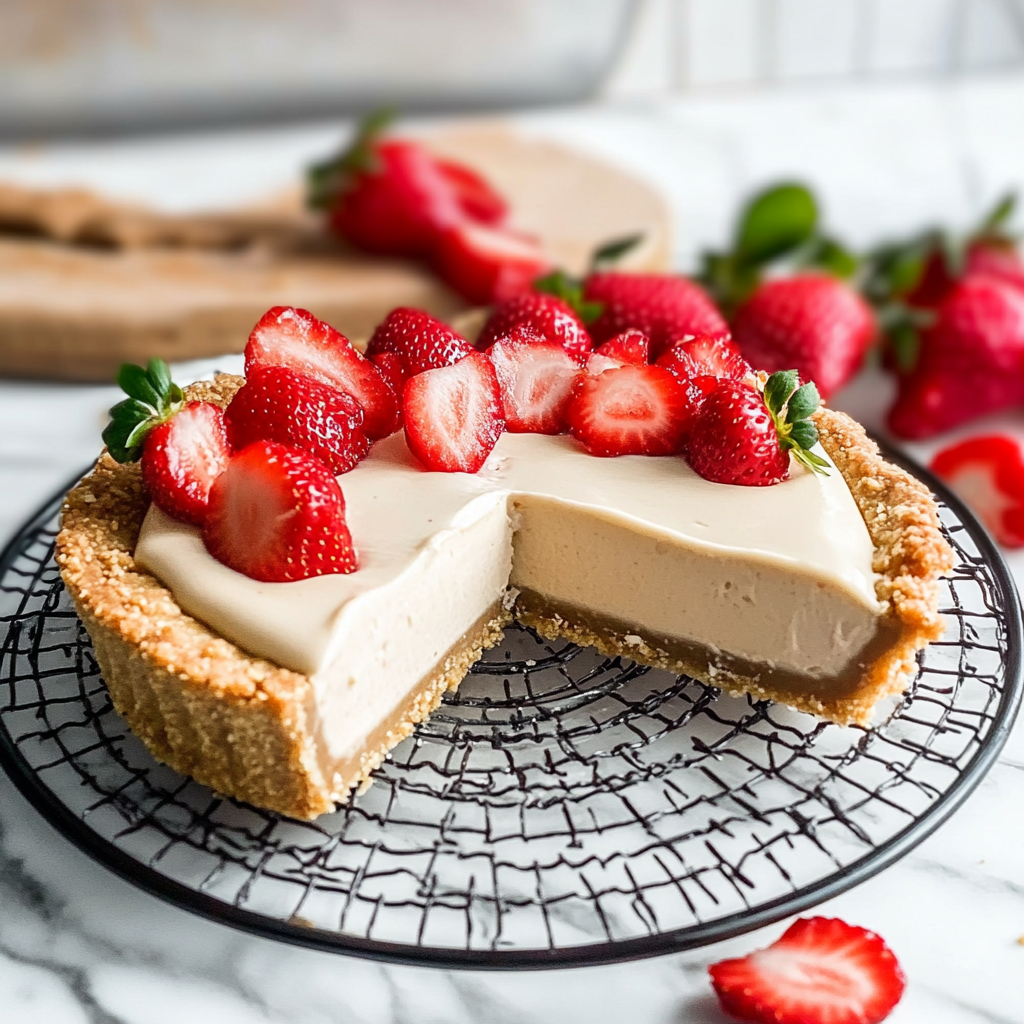 Christmas Vegan Strawberry Cream Pie (Gluten Free)