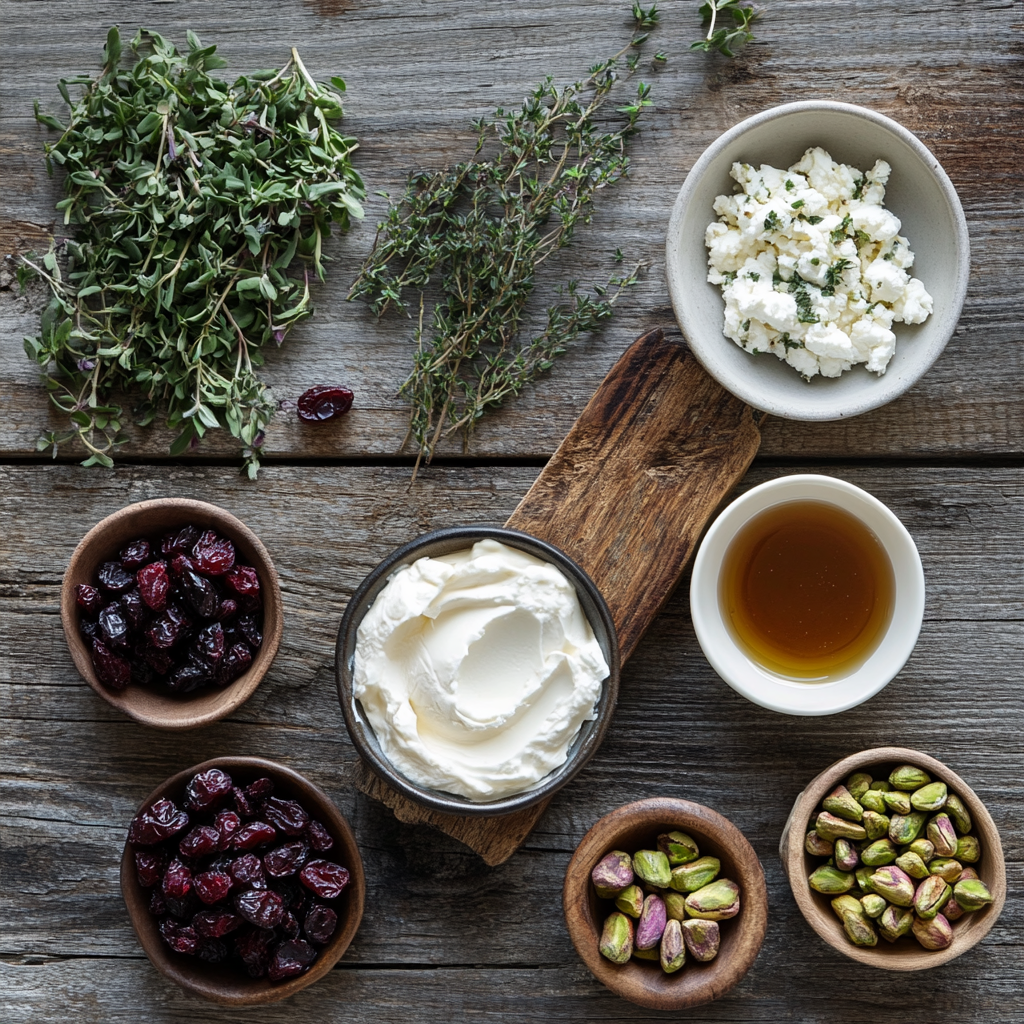 Cranberry Pistachio Cheese Log ingredients