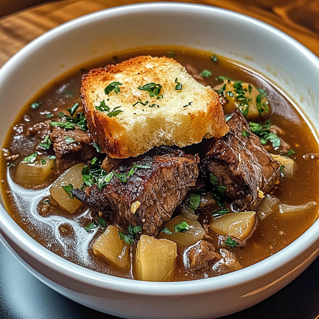 French Onion Beef Short Rib Soup