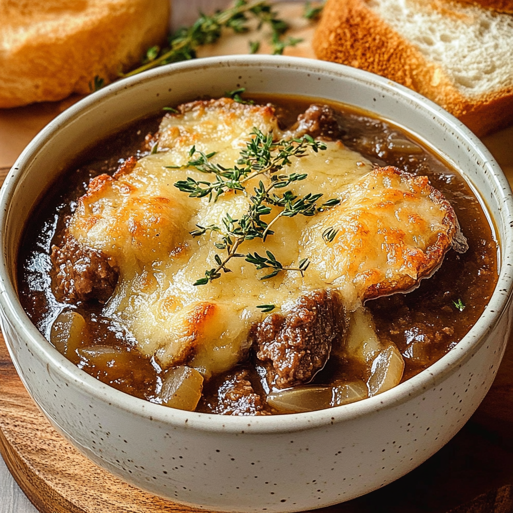 French Onion Beef Stew Cheesy
