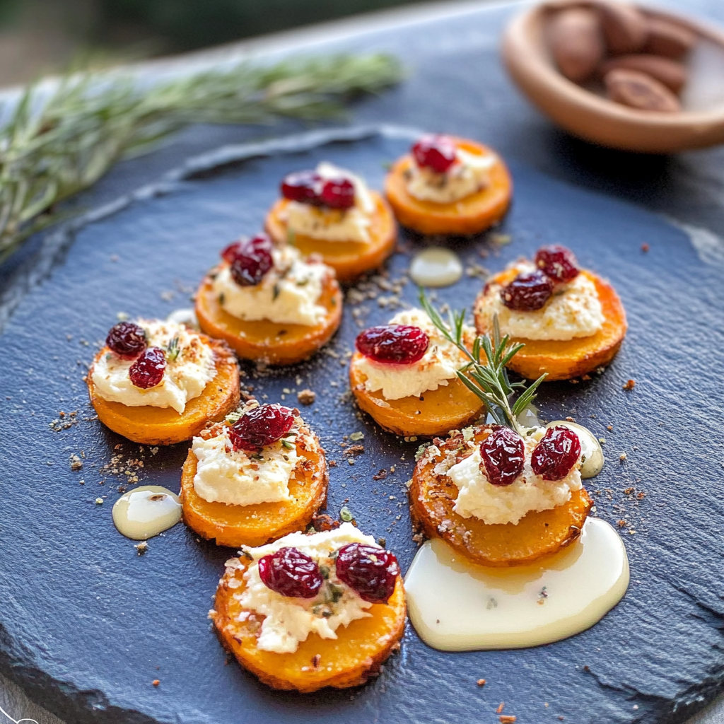 Goat Cheese & Cranberry Sweet Potato Bites