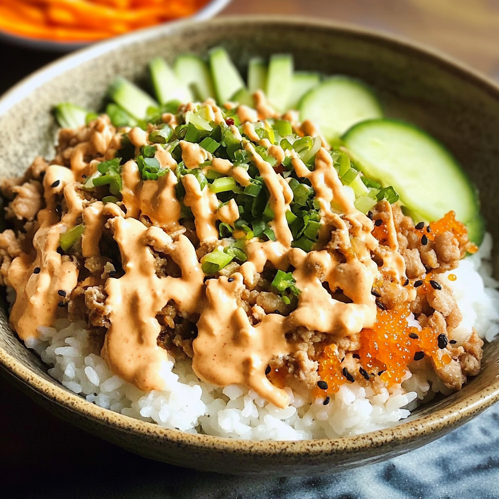 Ground Turkey Rice Bowls with Bang Bang Sauce