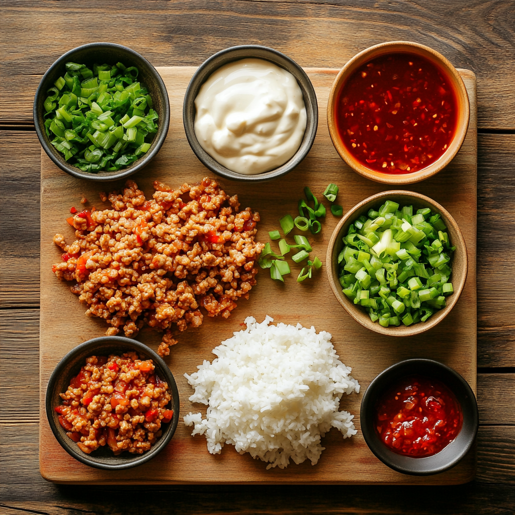 Ground Turkey Rice Bowls with Bang Bang Sauce ingredients