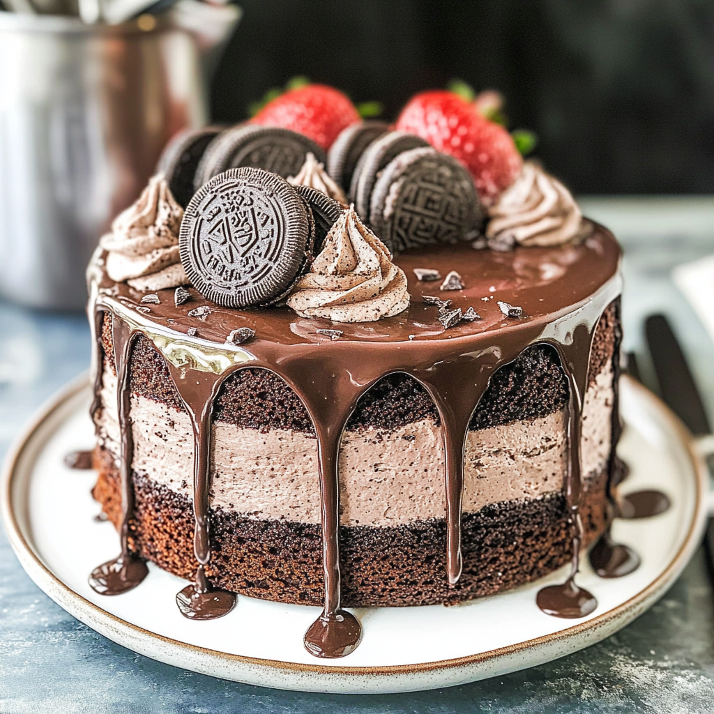 Holiday Chocolate Oreo Cake