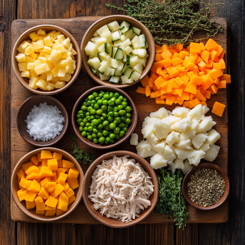 Leftover Turkey Shepherd’s Pie ingredients