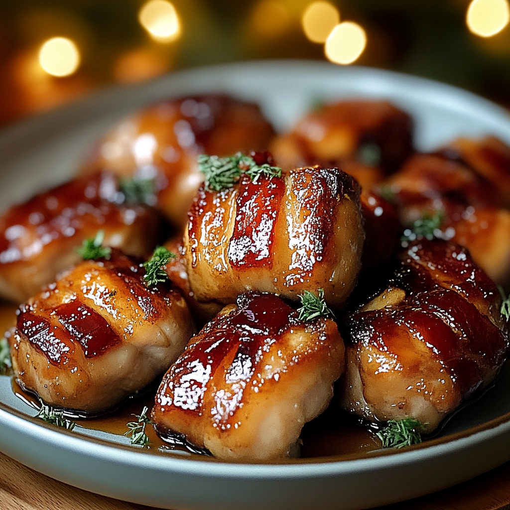 Maple Glazed Bacon Chicken Bites