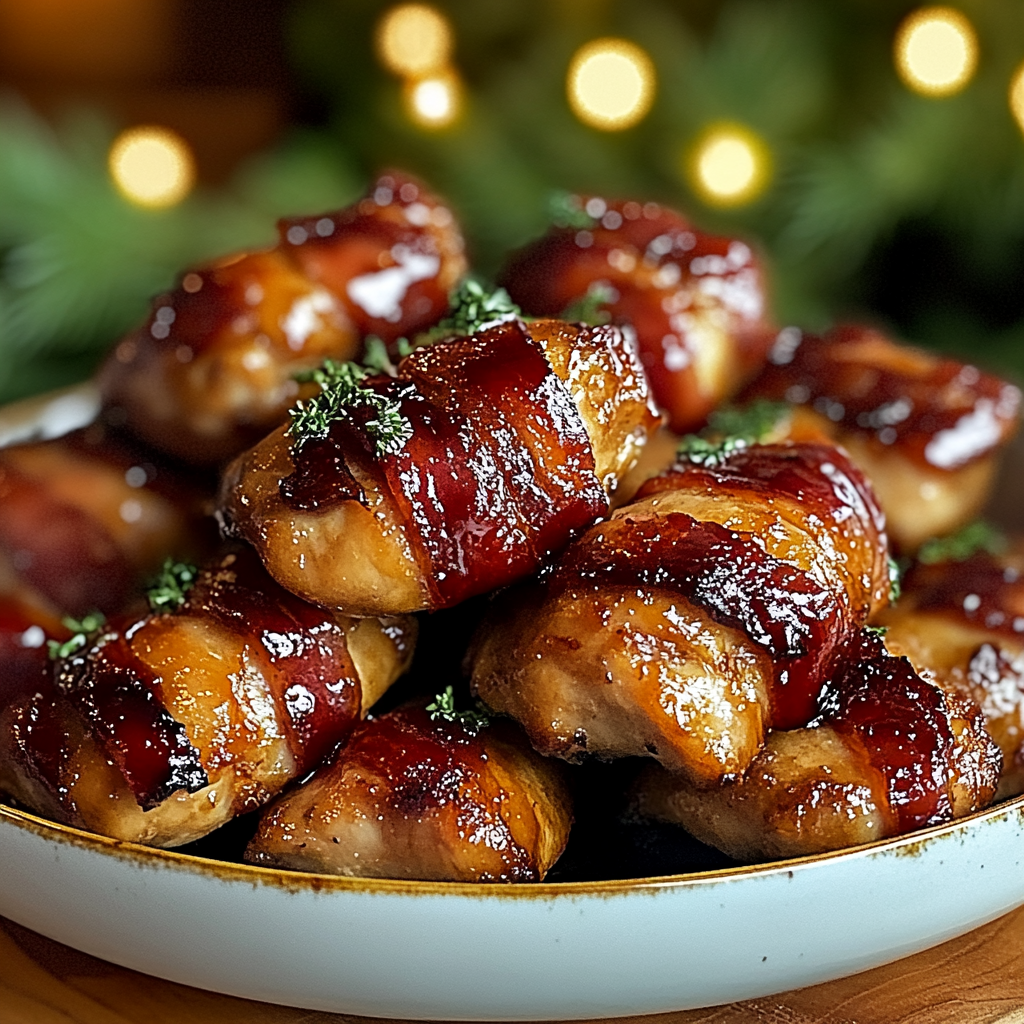 Maple Glazed Bacon Chicken Bites