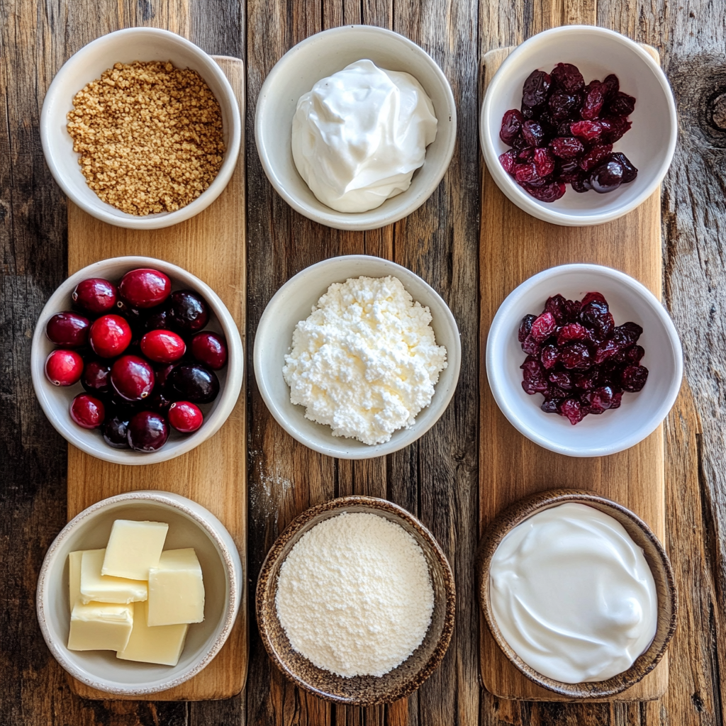 Mini Cranberry Cheesecake ingredients