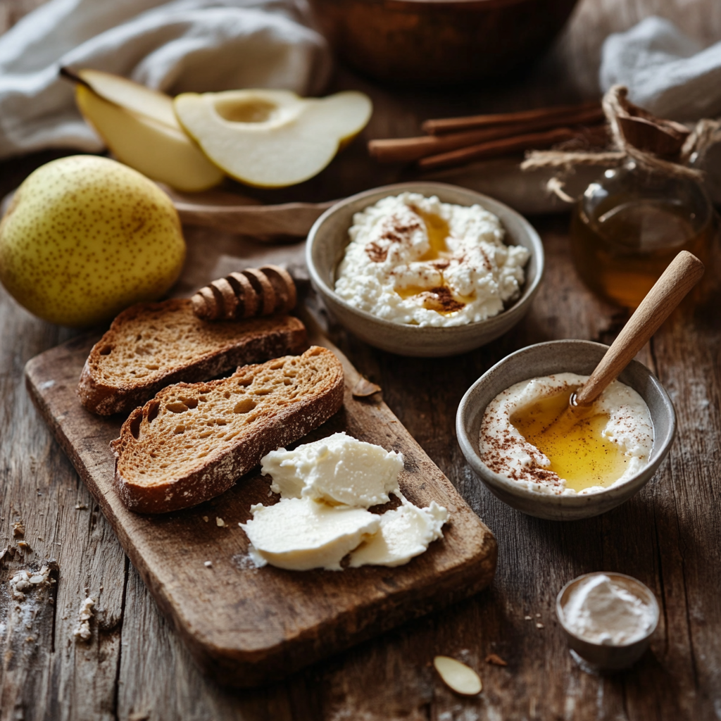Pear & Honey Ricotta Toast ingredients