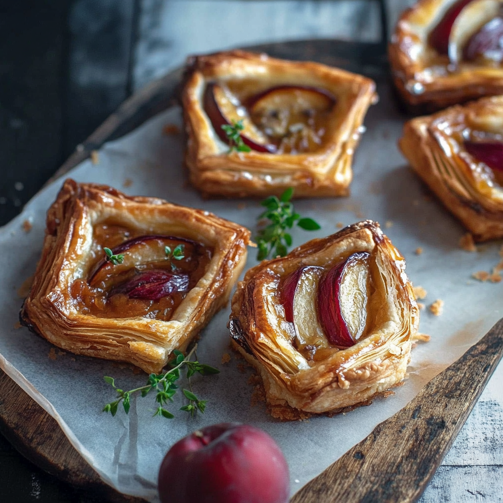 Puff Pastry Plum and Brie Tarts with Mango Chutney